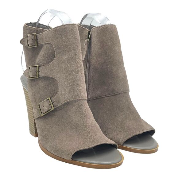 Melrose & Market Booties Womens 8.5 Suede Coastal Cowgirl Boho Peep Toe Boot - Picture 3 of 13